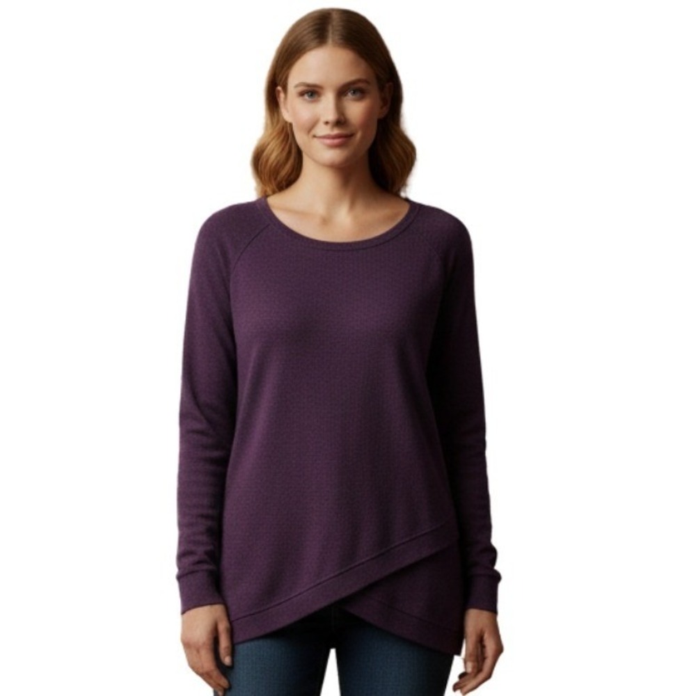 Threads 4 Thought Tunic Top XL Purple‎ Cross Front Long Sleeve Soft Casual